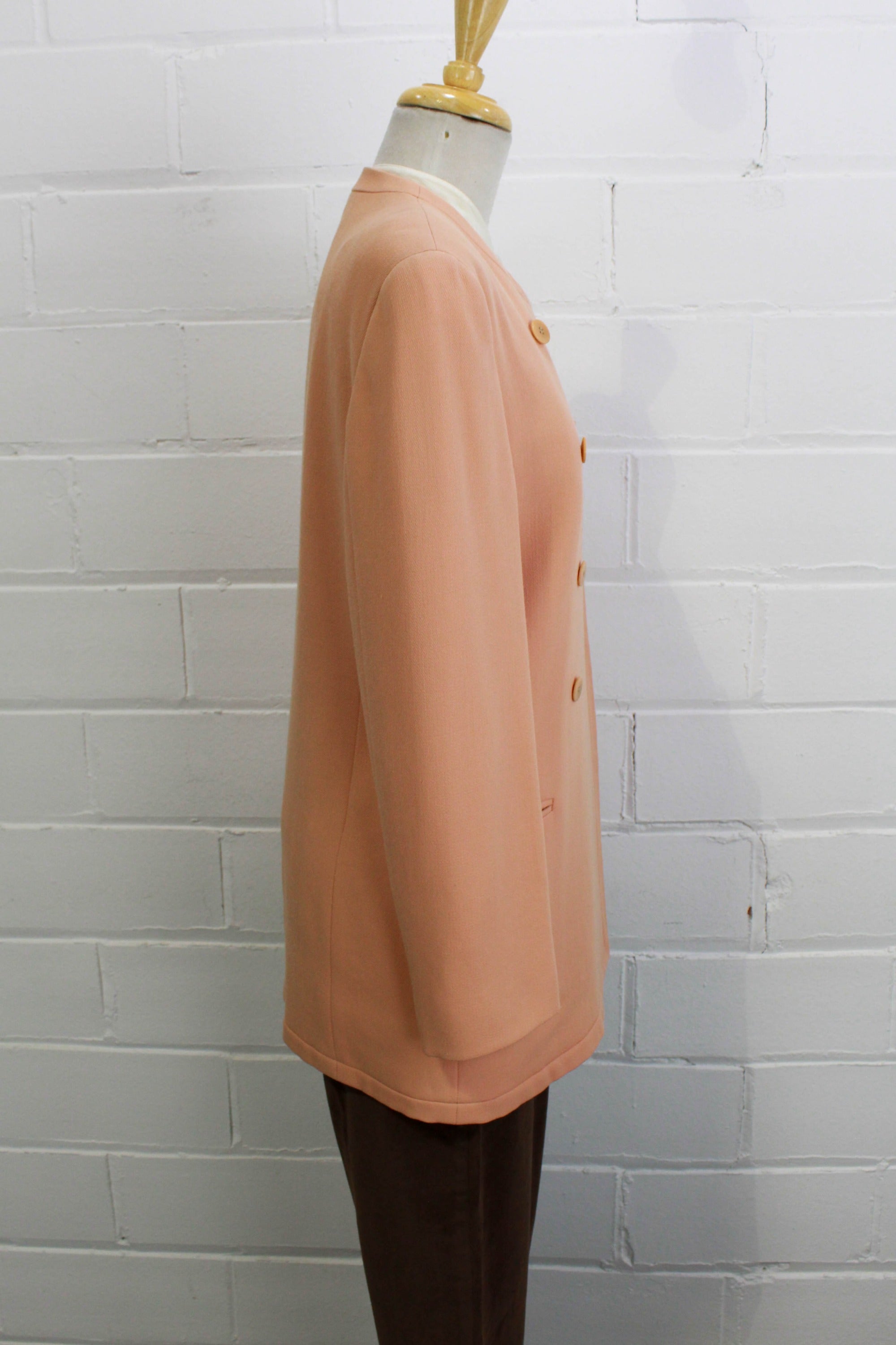 90s Giorgio Armani Peach Wool Blazer Jacket, Medium