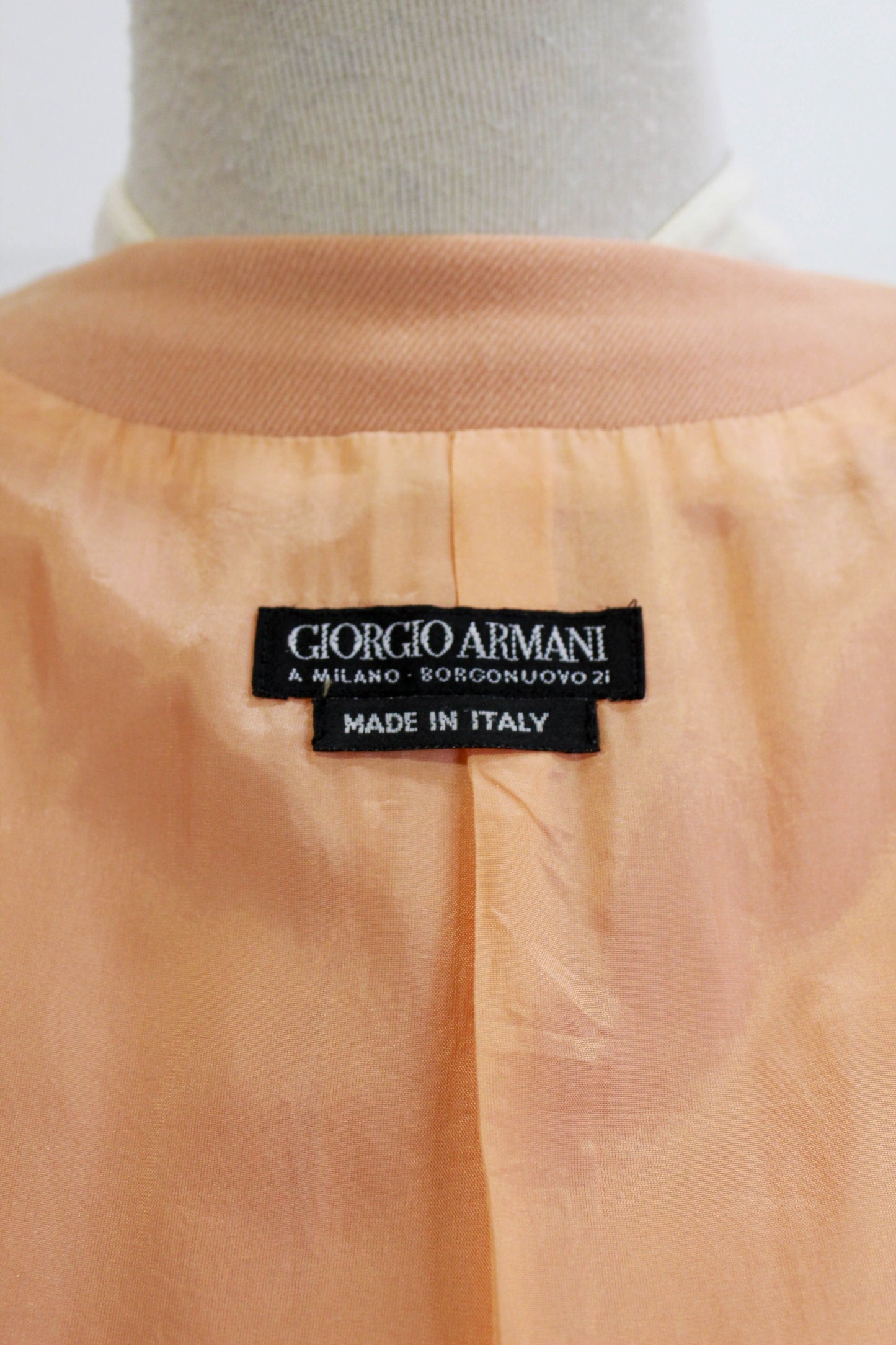 90s Giorgio Armani Peach Wool Blazer Jacket, Medium