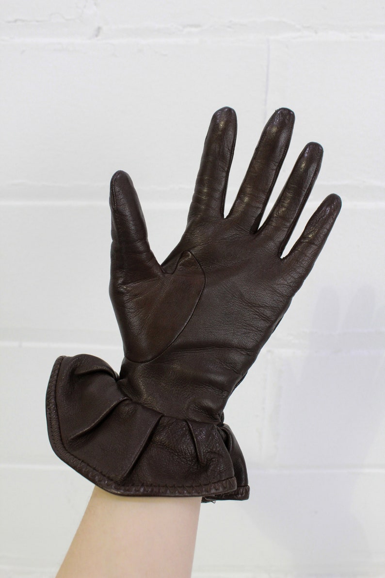 vintage womens italian brown leather gloves 