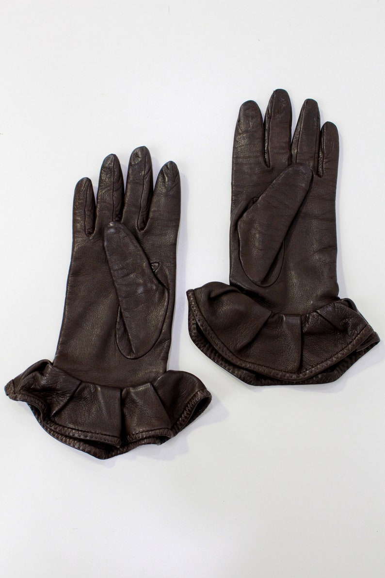 vintage womens italian brown leather gloves 