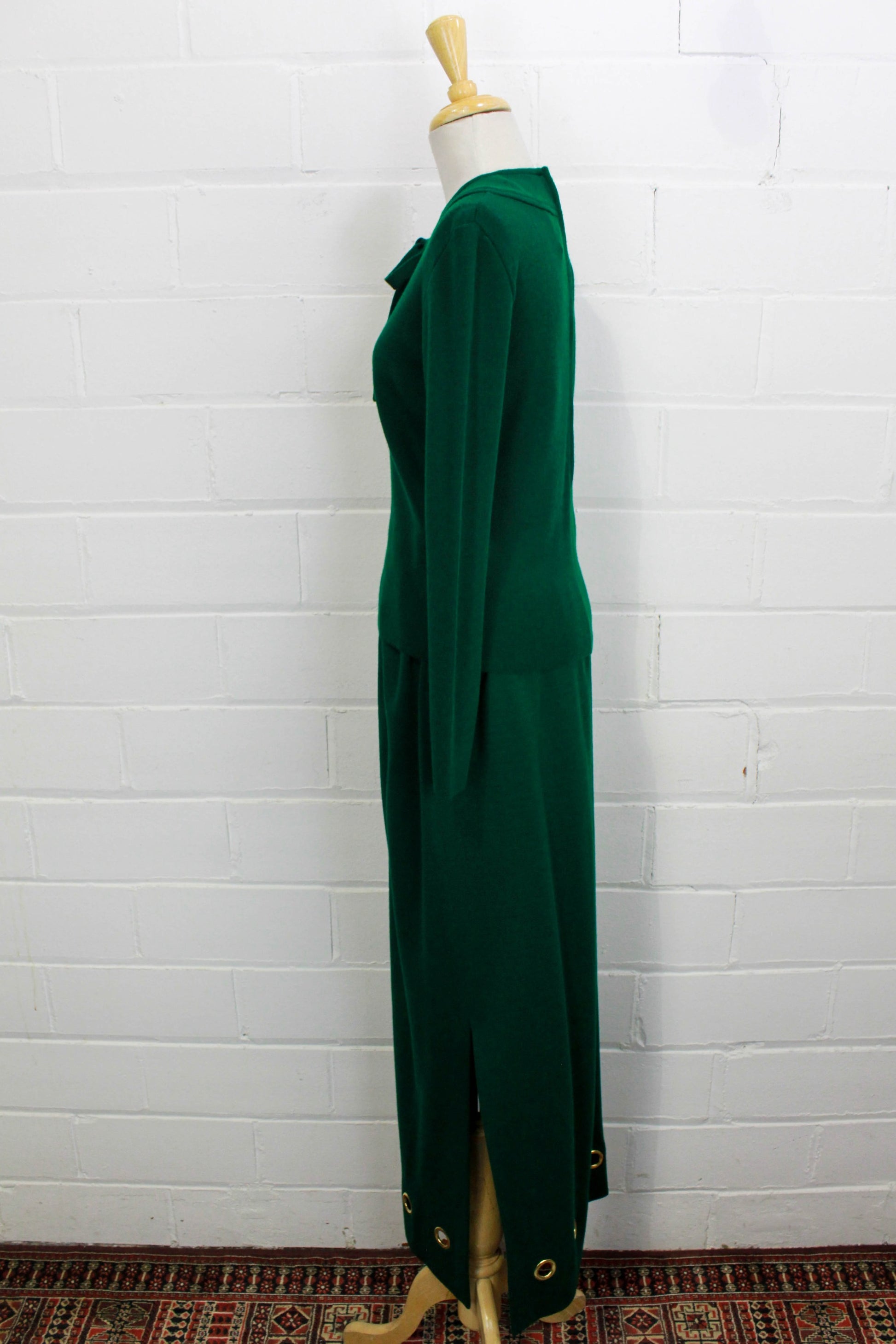 1970s Arbe Knits Green Skirt and Top Set, Medium