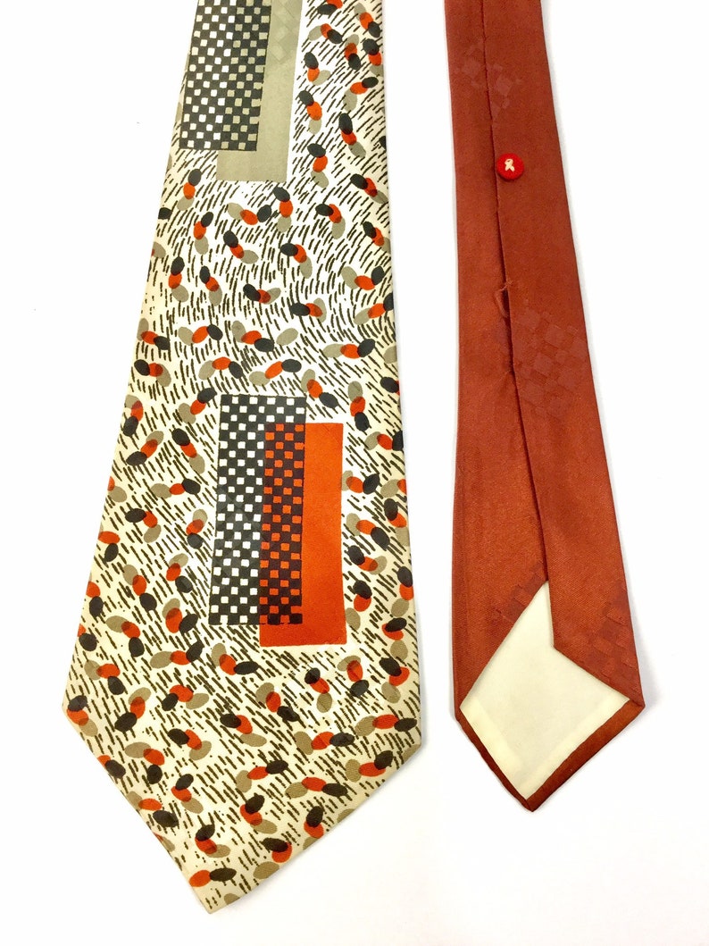 1940s rhynecliffe necktie wide tongue vintage rayon swing tie abstract print