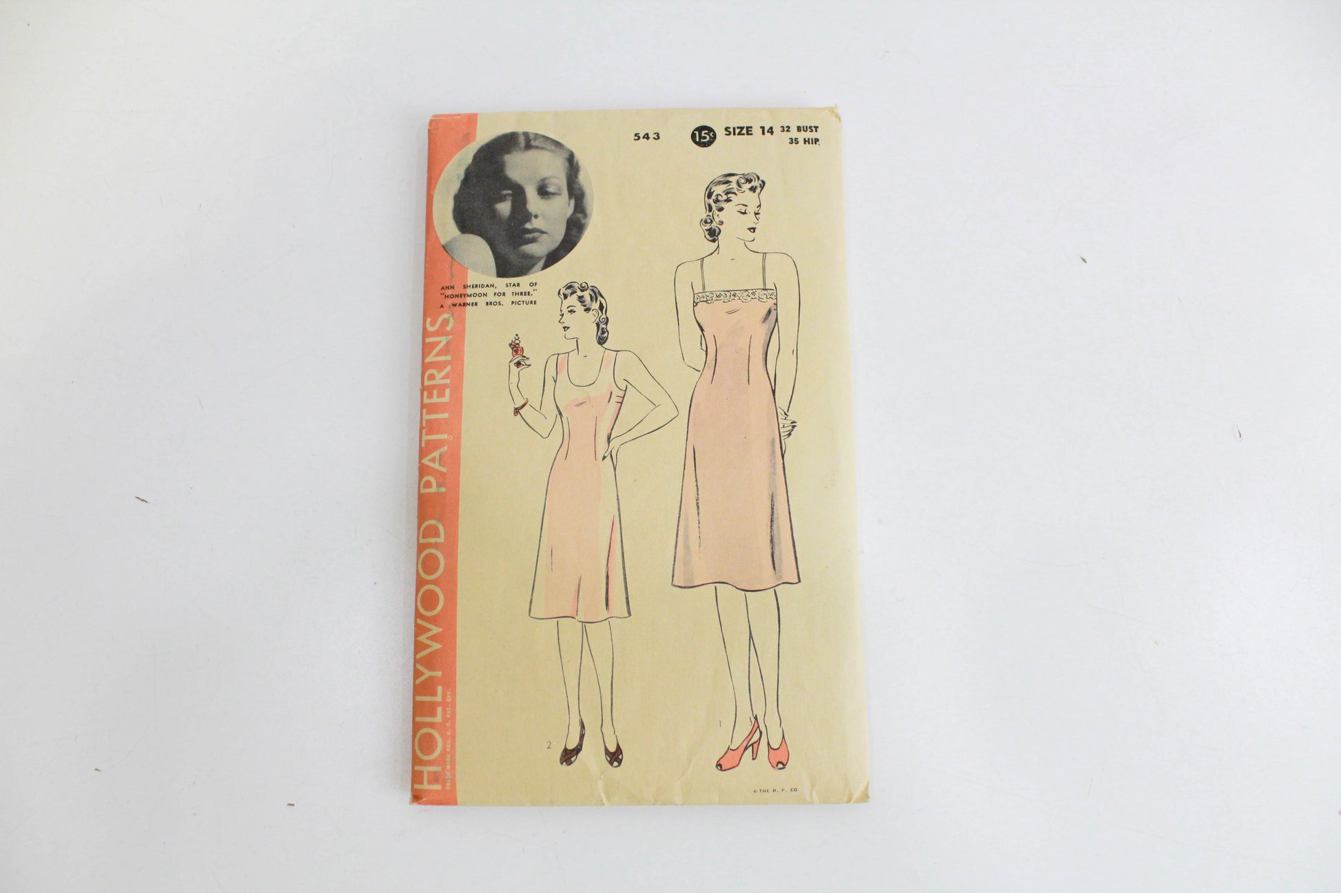 1940s slip sewing pattern ann sheridan cover hollywood 543