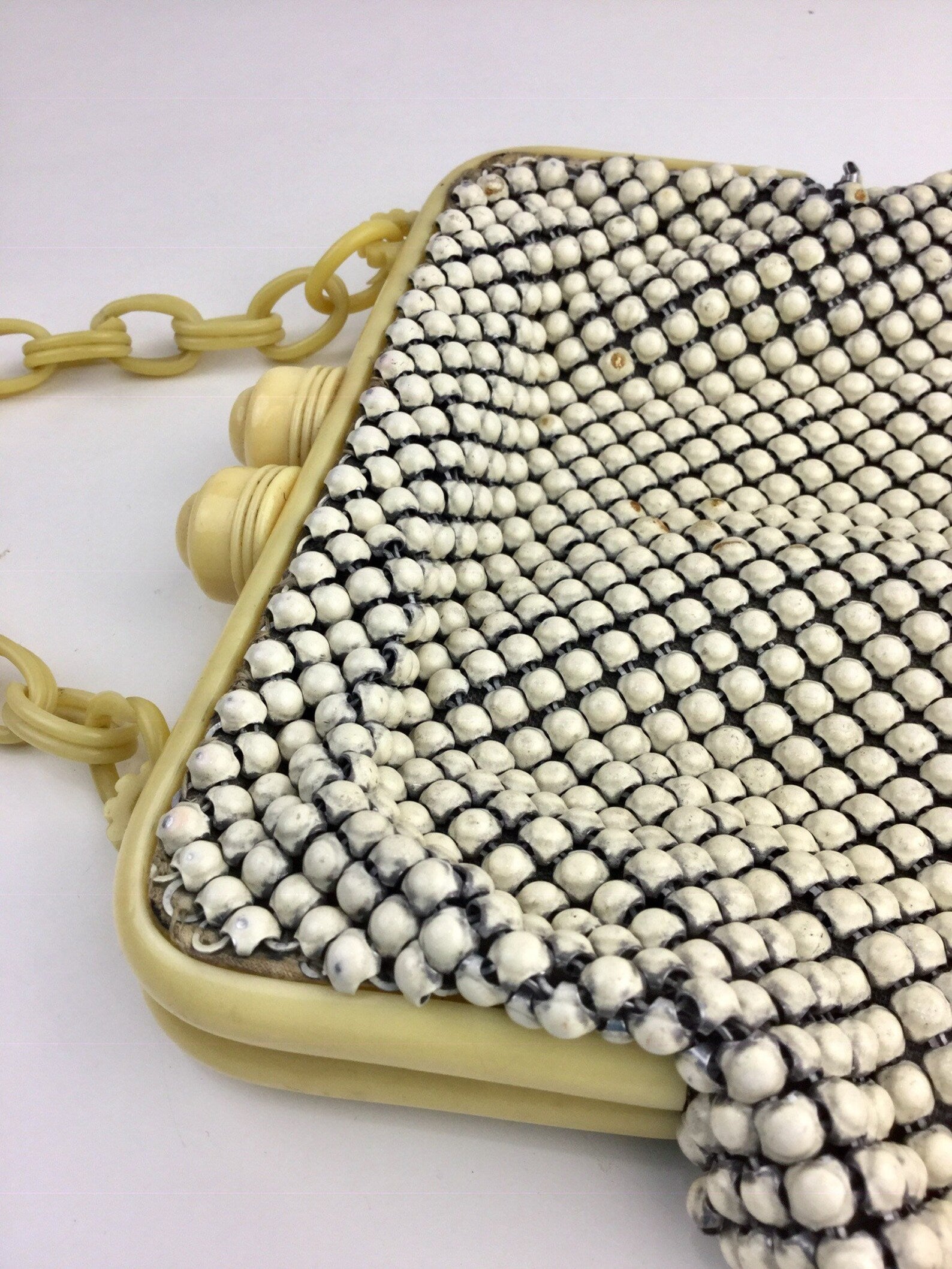 Whiting and davis hot sale white mesh purse