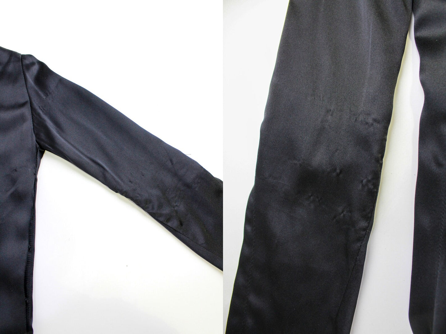 Reproduction 1930s style Black Liquid Satin Long Sleeve Tunic Dress, Small. Ian Drummond Vintage.