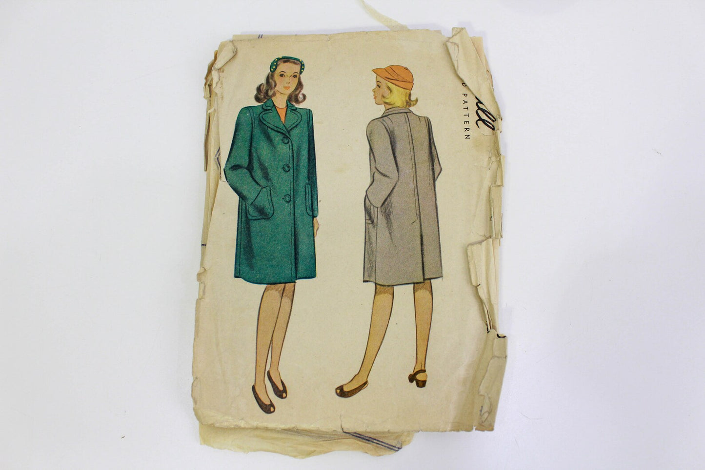 Vintage 1940s Girl's Coat Sewing Pattern, McCall 5960, Bust 30", Complete, Cut