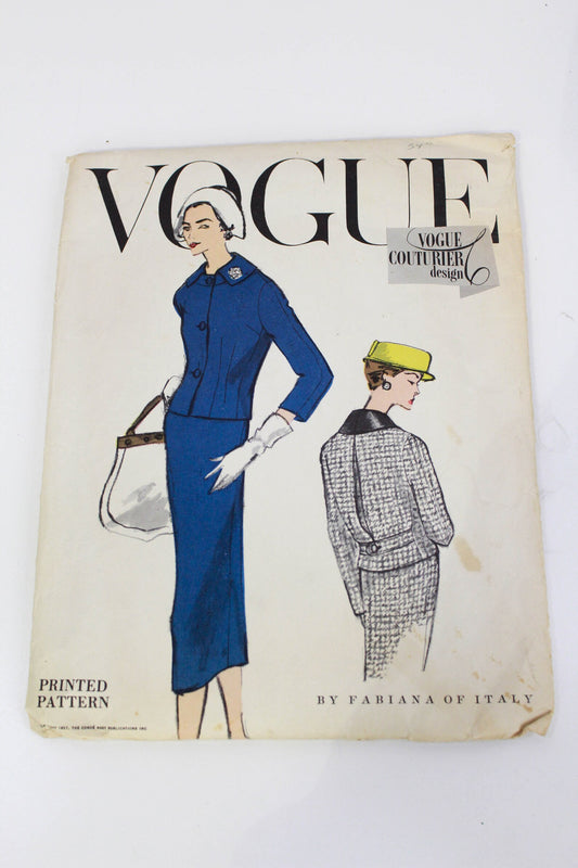 Vintage 1950s Women's Suit Sewing Pattern, Vogue Couturier Design 965 by Fabiana of Italy, Complete, Bust 36"