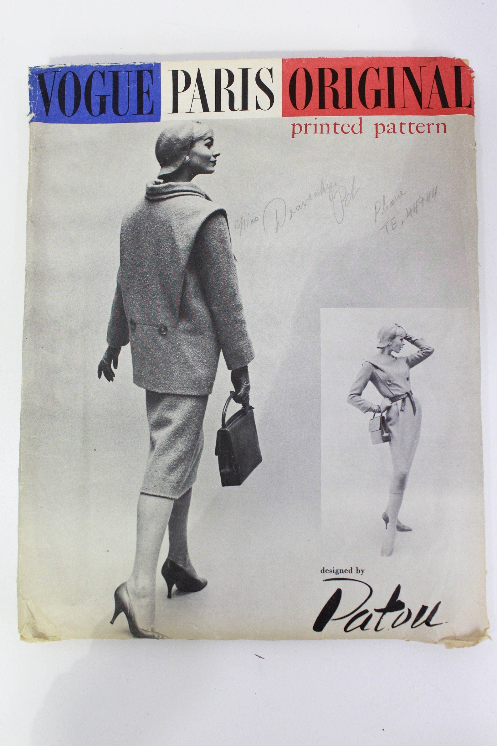 1950s Dress and Jacket Sewing Pattern Vogue Paris Original 1396 Patou, Vintage 50s Sewing Pattern, Complete, Bust 36