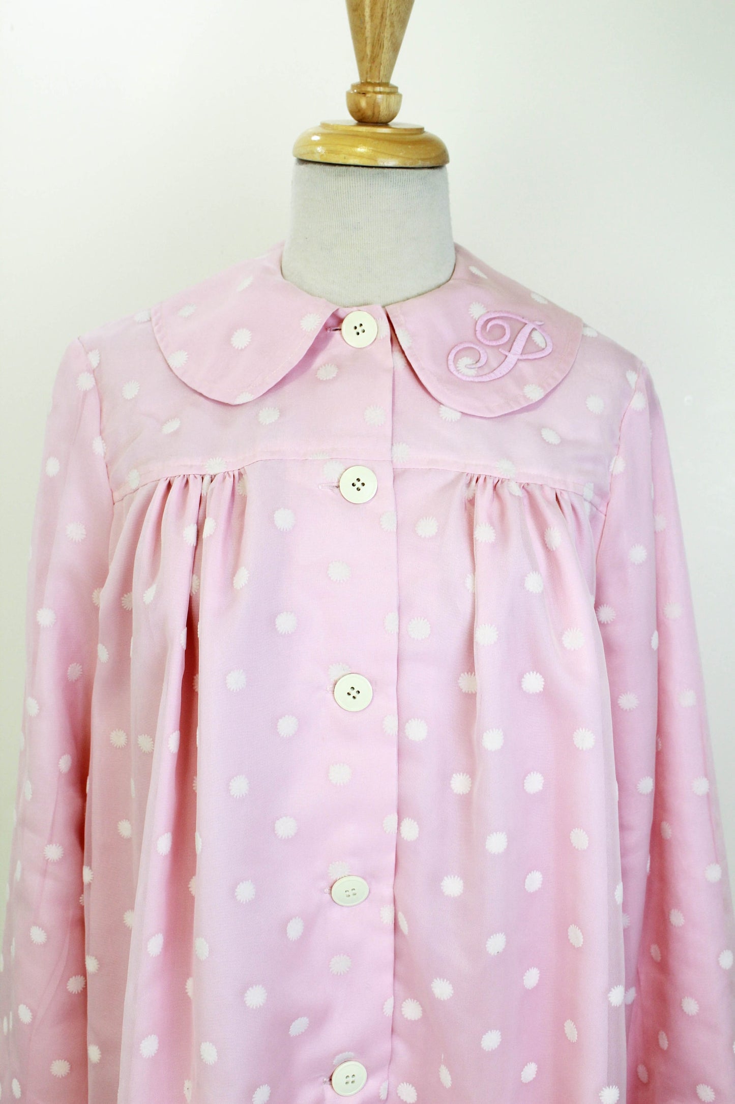 60s-Style Pink Flower Dress Jacket, Pinky's Uniform from Hairspray, Embroidered P Initial