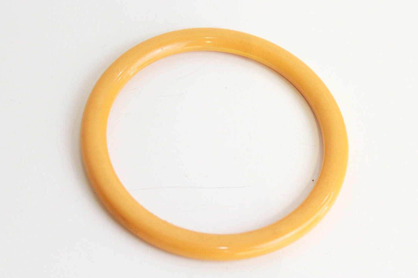 1940s Bakelite Spacer, Yellow Vintage Rounded Bakelite Bangle Bracelet, Bakelite 40s Jewelry