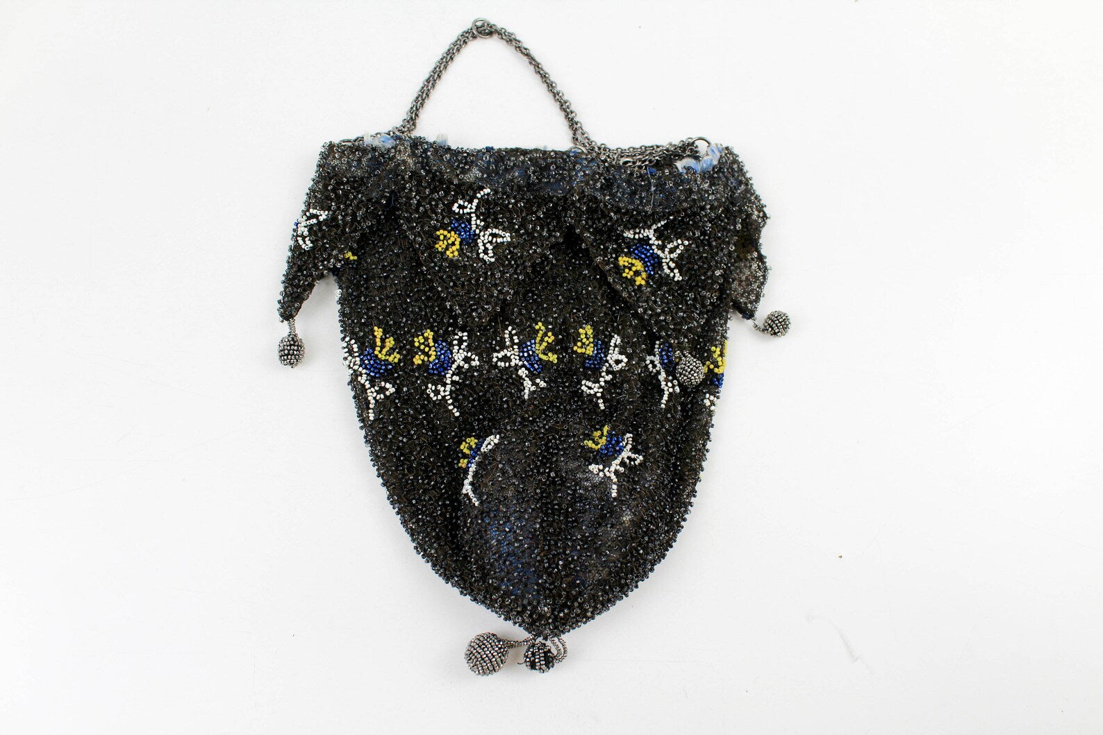 Vintage 1920s/30s Floral Beaded Silk Purse with Chain Handle – Ian