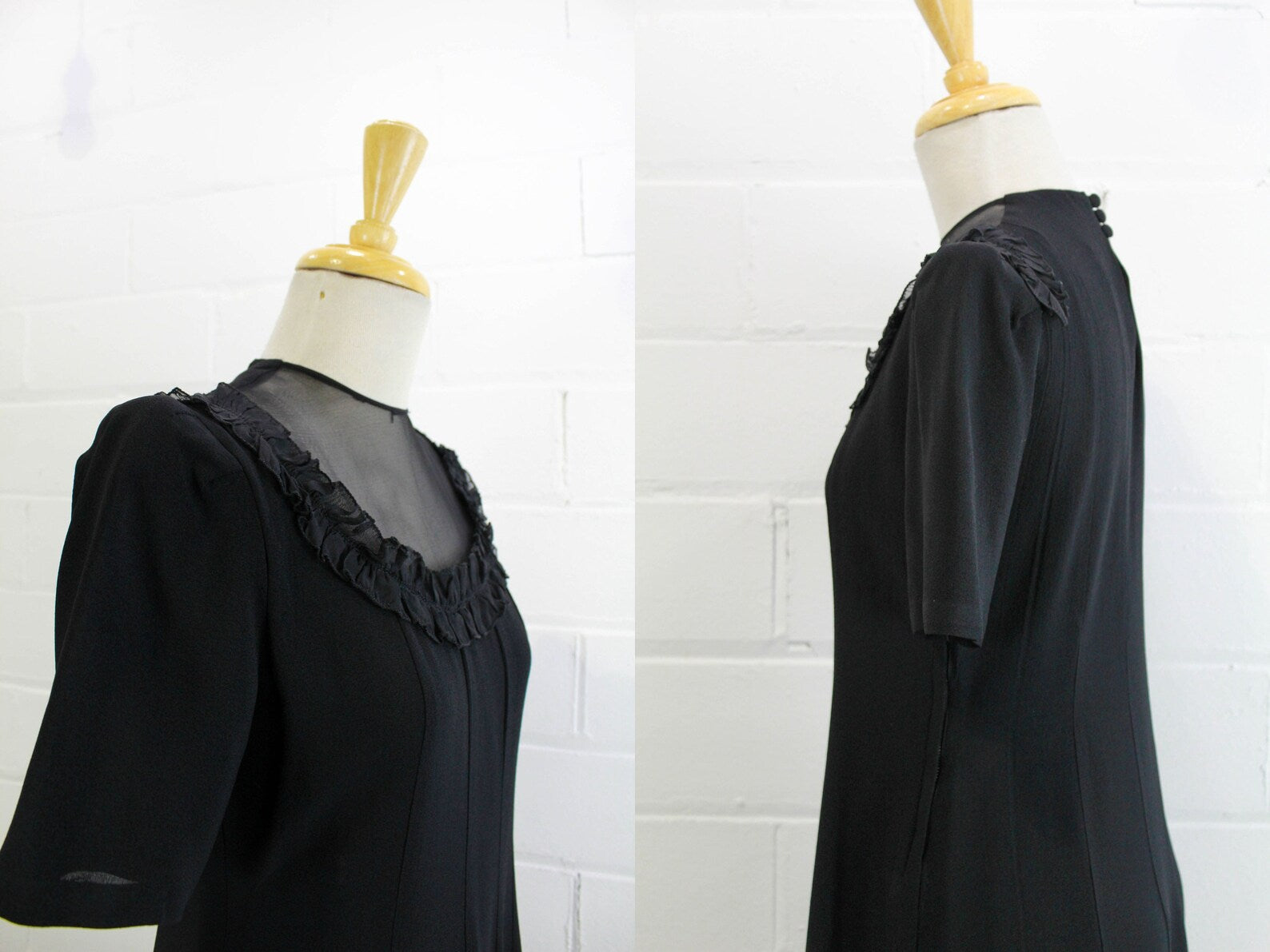 SHORT SHIRT STYLE CREPE DRESS - Black