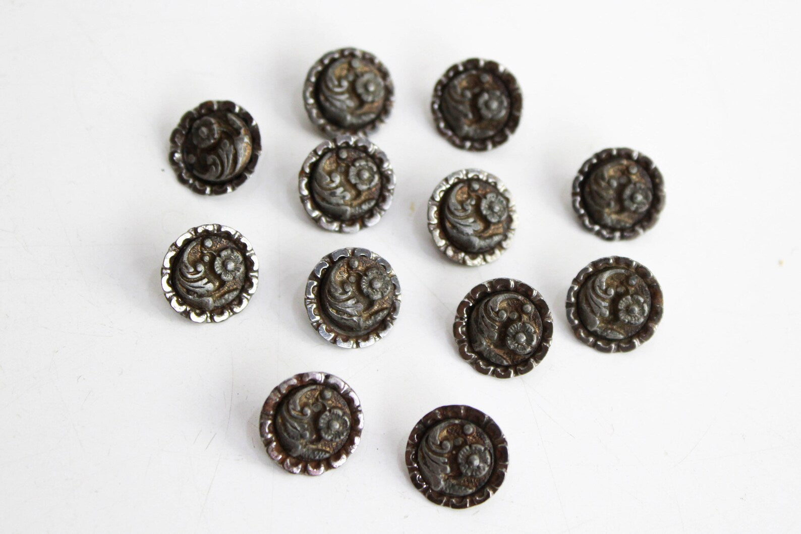 Antique Silver Buttons, Edwardian Silver