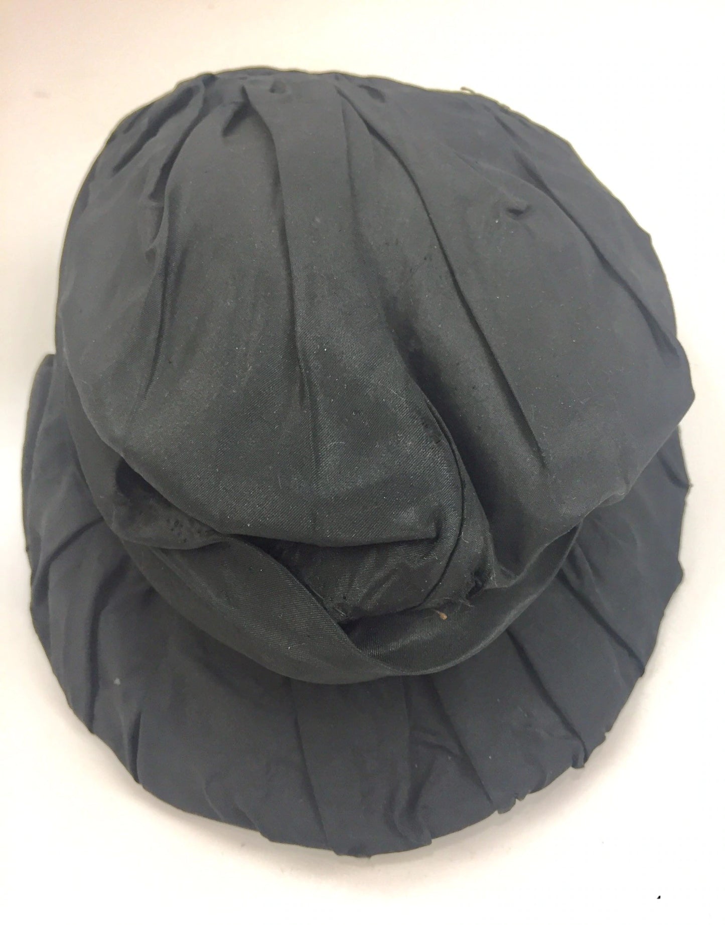 Antique Victorian Bonnet, Black Satin Gathered Mourning Bonnet with modest Brim, Vintage Womens Victorian Clothing, Civil War Era