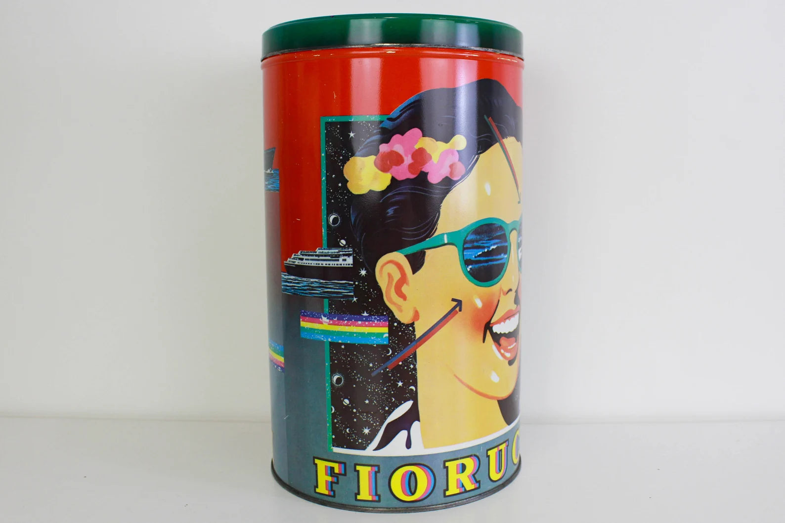 1970s Fiorucci Can "The Maui Chip", Vintage Fiorucci Tin Canister, Collectible Memoribilia, Fiorucci Andy Warhol Pop Art Style Metal Can
