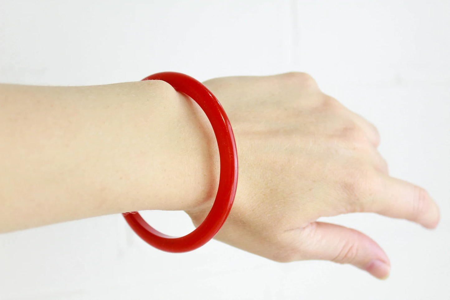 1940s Red Bakelite Bangle Bracelet Ian Drummond Vintage