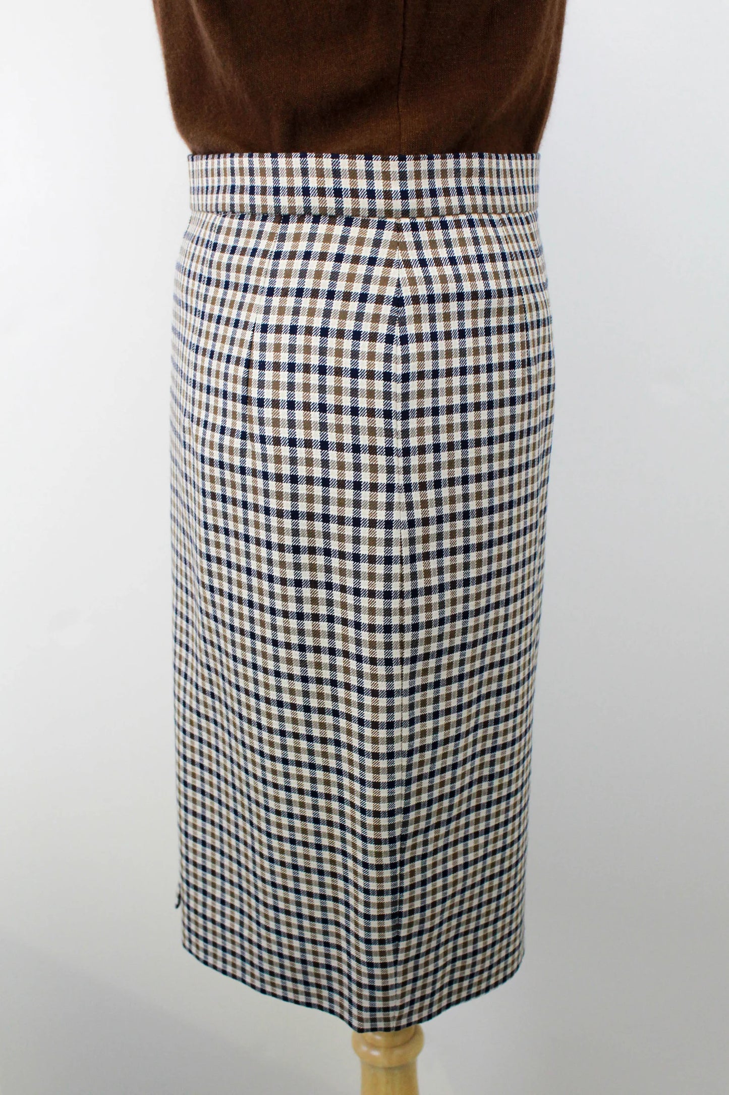 90s Brown Checked Skirt, Vintage 1990s Mini Skirt, Aquascutum Minimalist Preppy Skirt, Waist 29