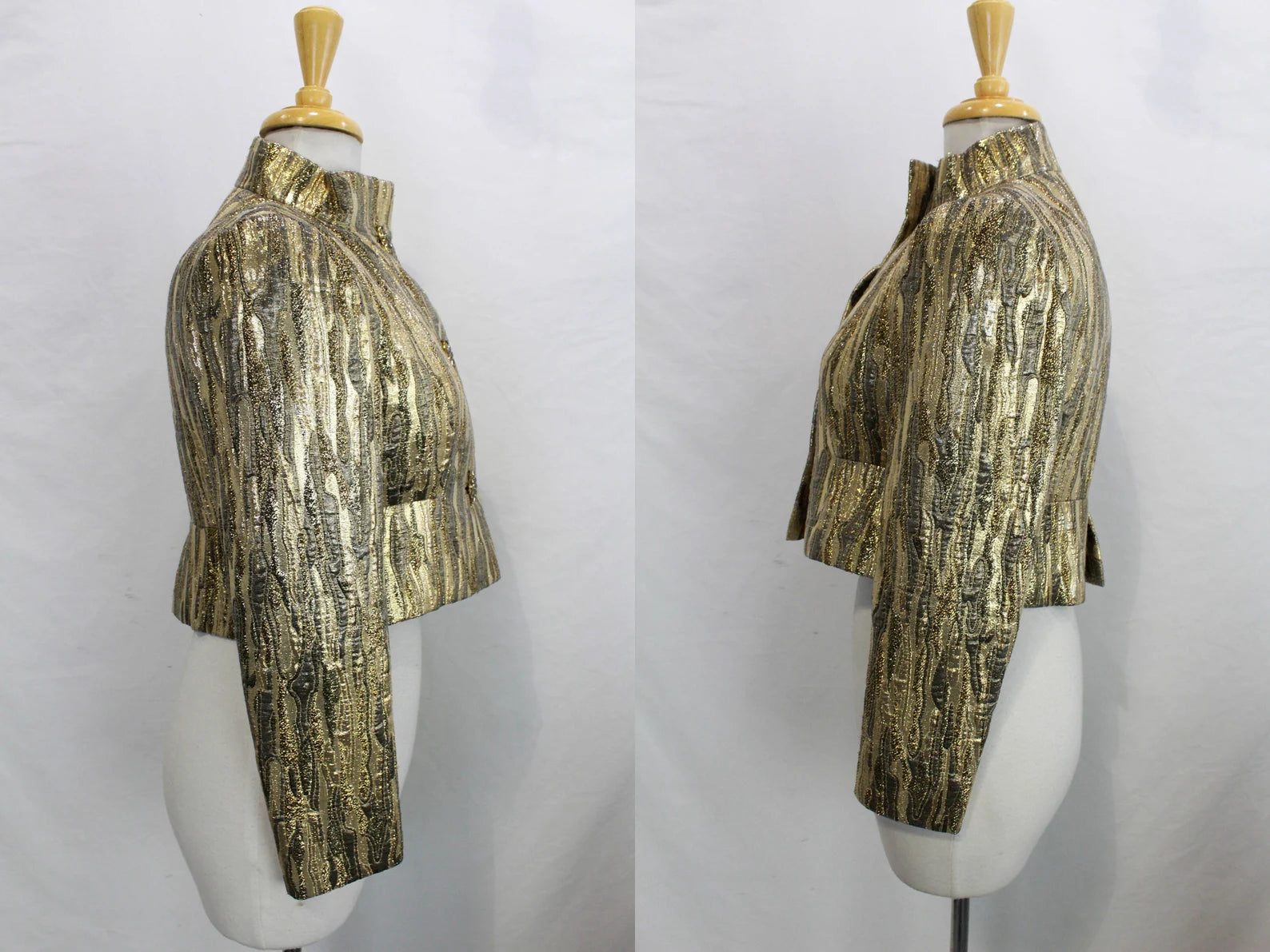 Vintage 60s Pauline Trigre Metallic Gold Lam Cocktail Dress & Coat Set, B34 Vintage 60s Pauline Trigre Metallic Gold Lam Cocktail Dress & Coat Set, B34