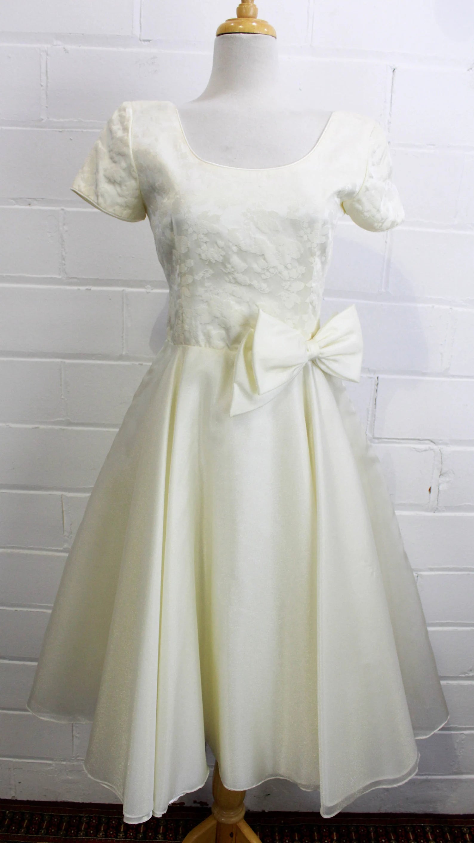 Vintage 90s Does 50s White Formal Dress/ Sparkly Organza Wedding Dress, Small Vintage 90s Does 50s White Formal Dress/ Sparkly Organza Wedding Dress, Small