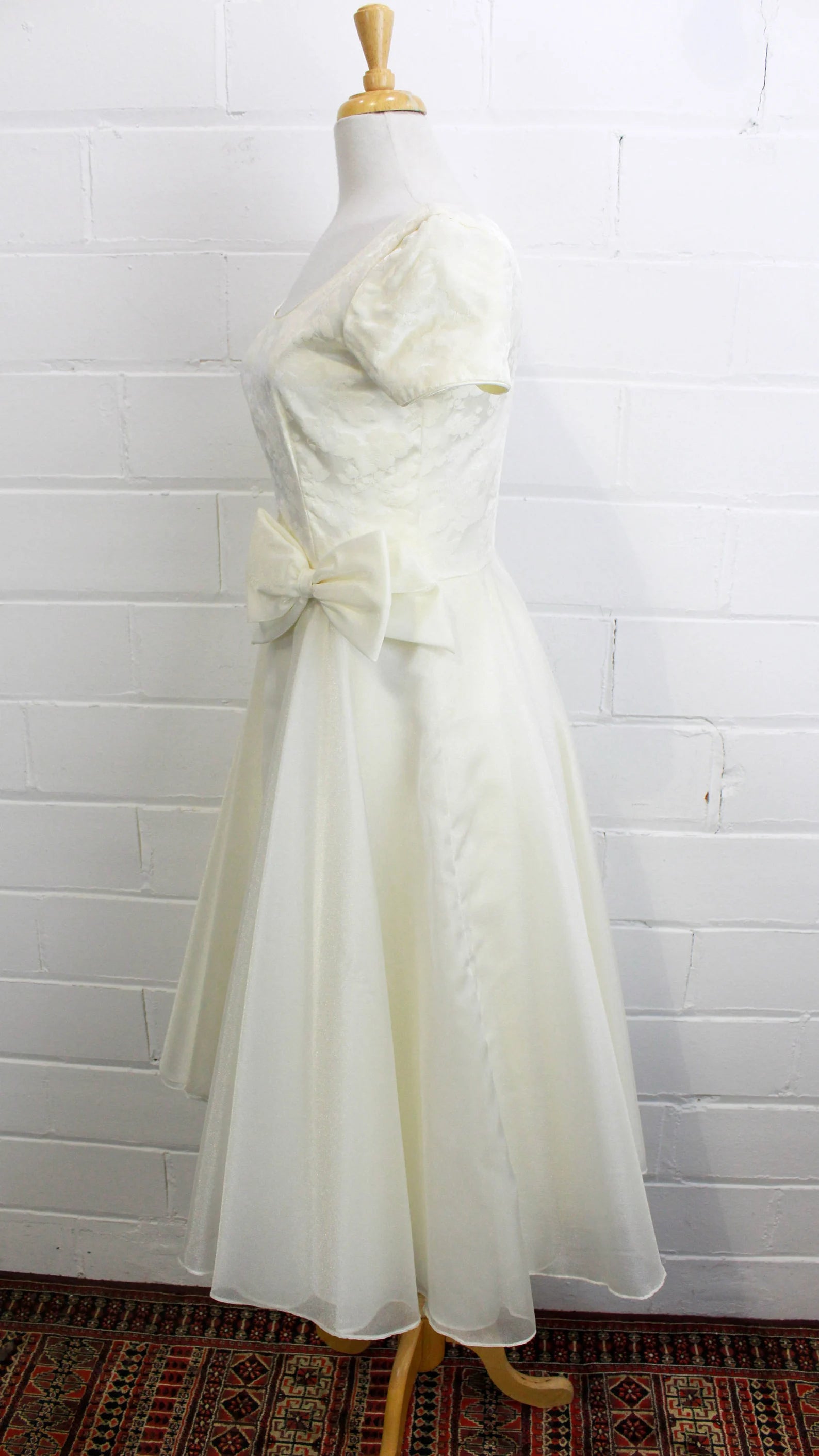 Vintage 90s Does 50s White Formal Dress/ Sparkly Organza Wedding Dress, Small Vintage 90s Does 50s White Formal Dress/ Sparkly Organza Wedding Dress, Small