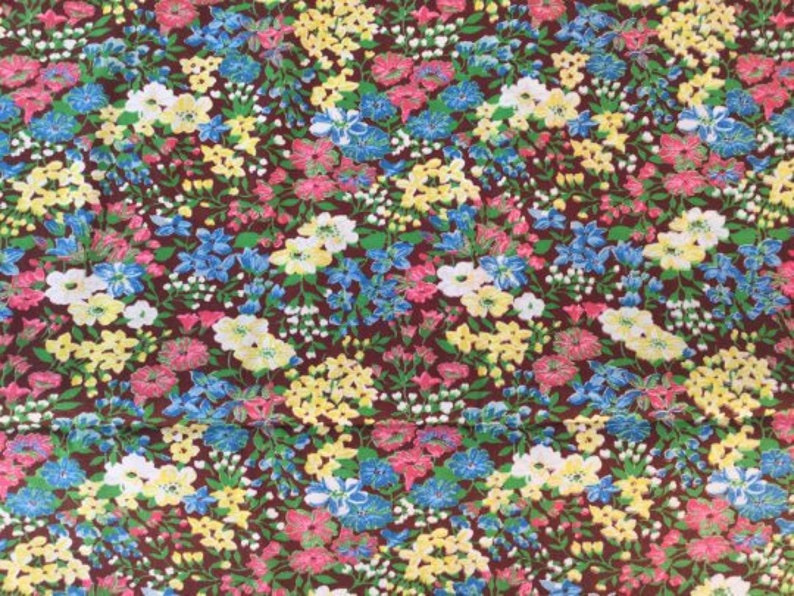1940s Brown Floral Fabric, Floral Cotton Fabric, Ditsy Floral, Vintage Sewing Fabric, Quilting Fabric, Bulk Vintage Fabric, 4.5 Yds