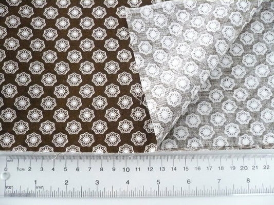 1980s Brown Floral Fabric, Brown & White, Foulard, Vintage Poly Cotton, 2+ Yards, Fabric Yardage, Bulk Sewing Fabric, Sold as a Whole