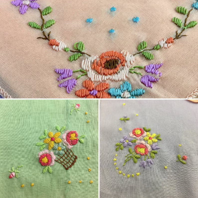 1920s handkerchiefs with flower embroidery 
