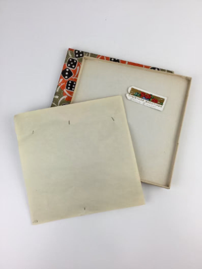 1920s Art Deco Handkerchiefs in Box, Dice Novelty Print