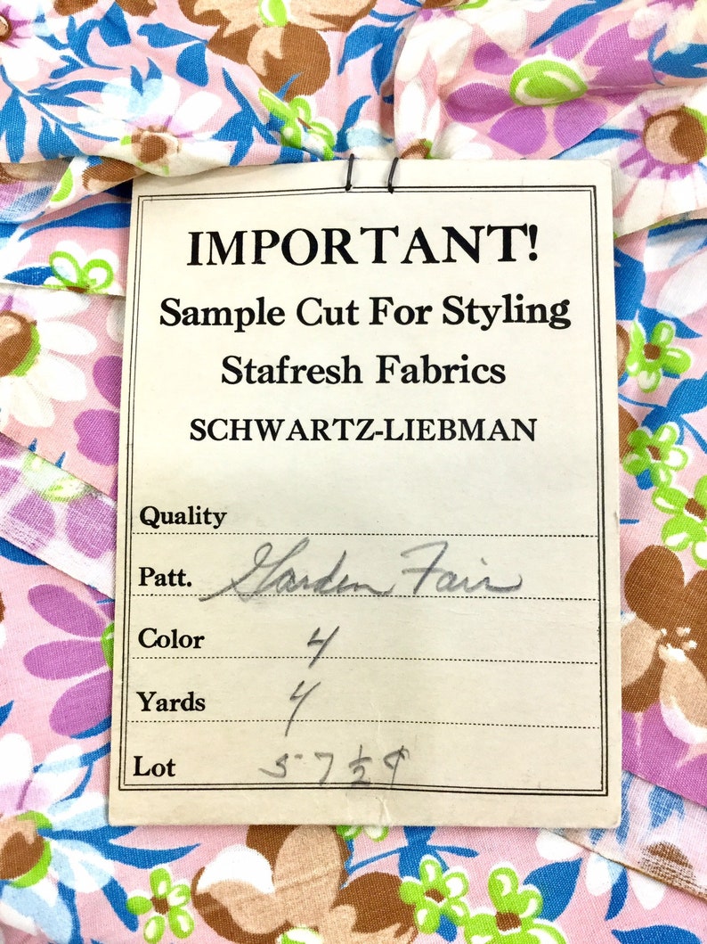 Vintage 50s Pink Floral Cotton Fabric, 4 Yds, 37" W, Stafresh Fabrics, White & Blue Daisy Print, 1950s Dress Material, Schwartz Liebman