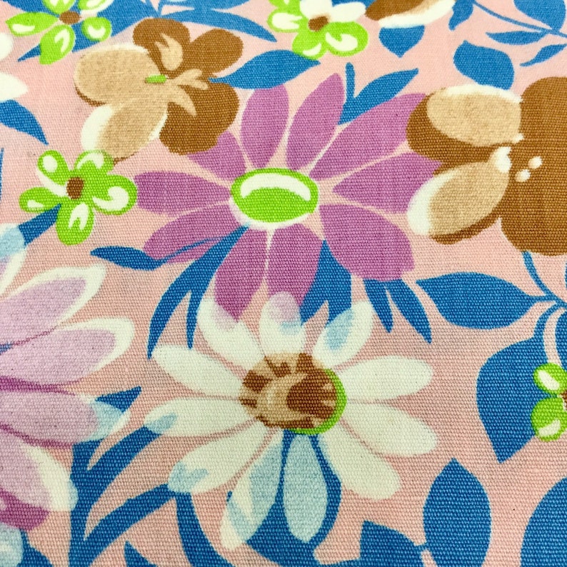 Vintage 50s Pink Floral Cotton Fabric, 4 Yds, 37" W, Stafresh Fabrics, White & Blue Daisy Print, 1950s Dress Material, Schwartz Liebman