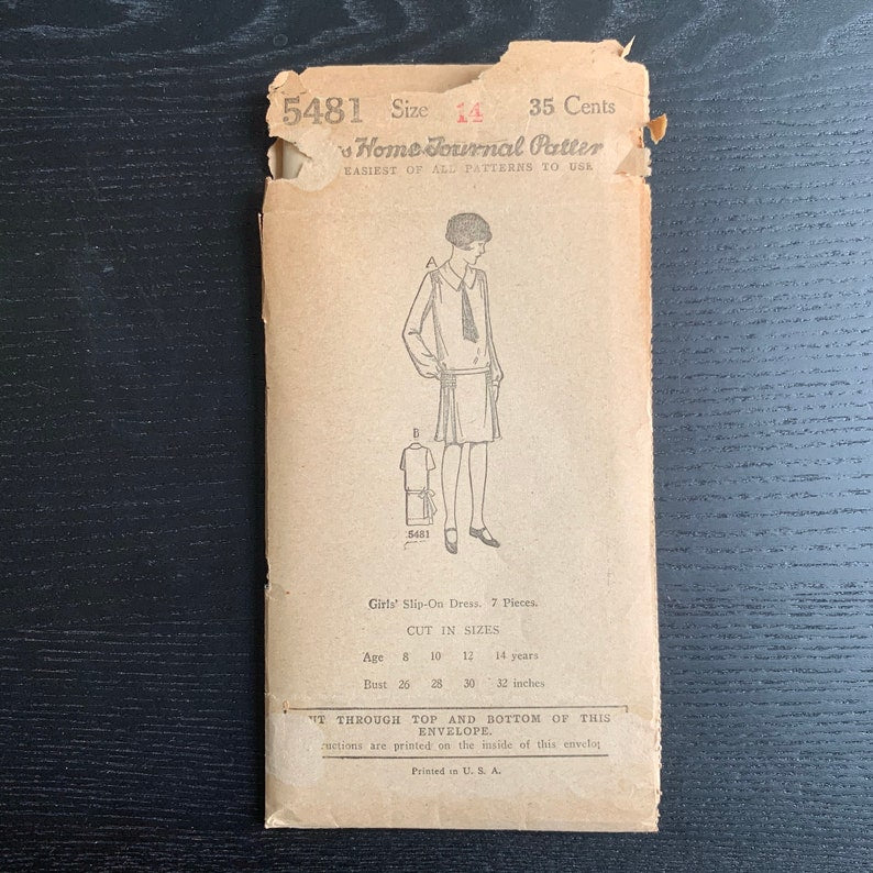 1920s Girls Dress Sewing Pattern Ladies Home Journal 5481 Bust 32
