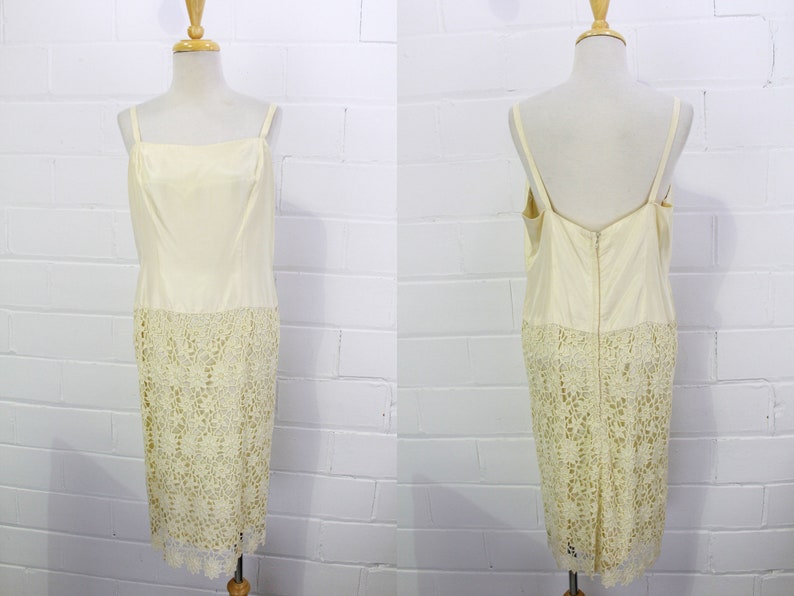 Front and back of 60s cream lace dress without bodice. Ian Drummond Vintage. 