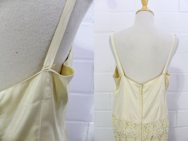 Condition issue: strap on cream lace 60s dress. Ian Drummond Vintage. 