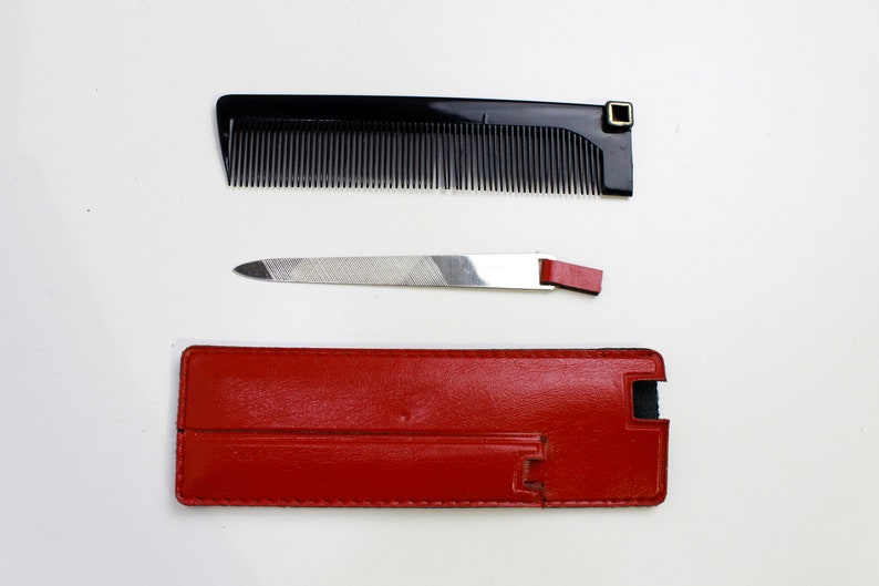 1960s Comb and Nail File Travel Set, Made in France