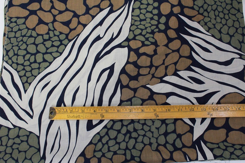 1970s Abstract Print Cotton Fabric, Earth Tones Organic Shape Printed Sewing Fabric, 3.9 Yards, Vintage 70s Sewing Fabric