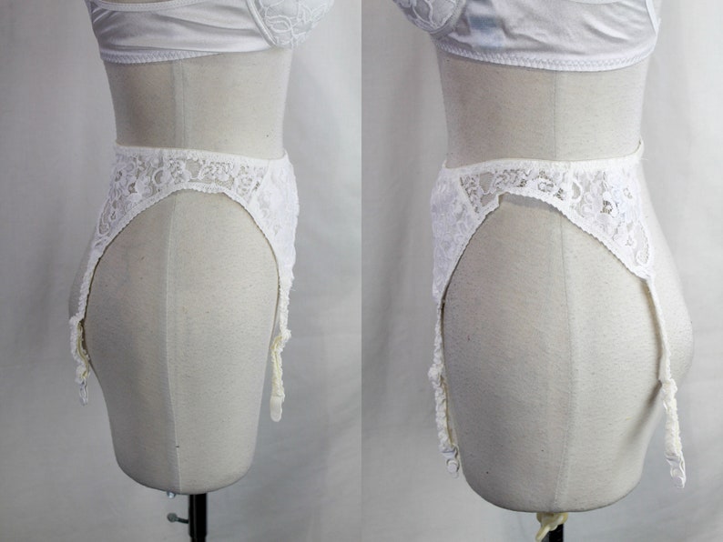 Vintage 80s White Lace Garter Belt, Lily of France Lingerie, Small