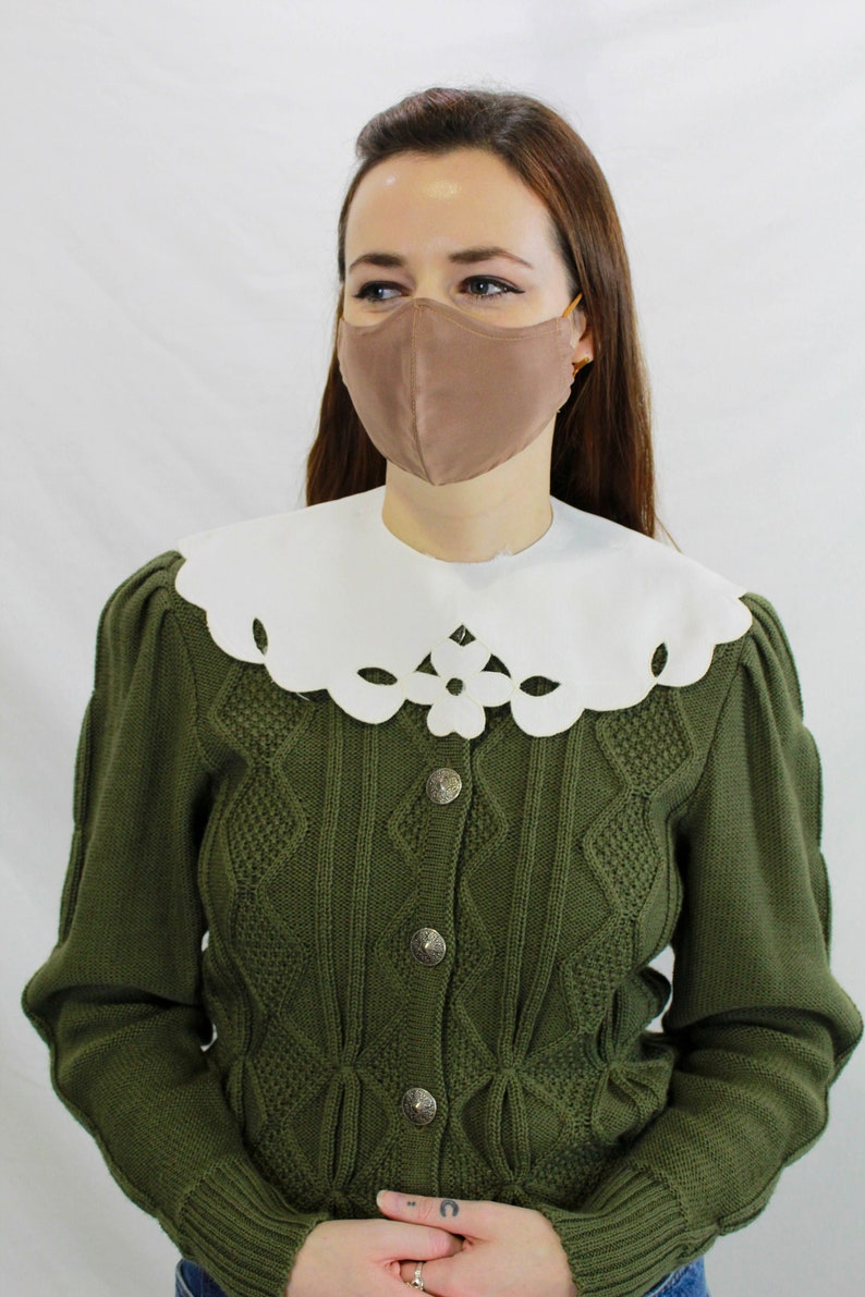 1950s detachable collar scalloped edge cutwork flower embroidery white sweater collar