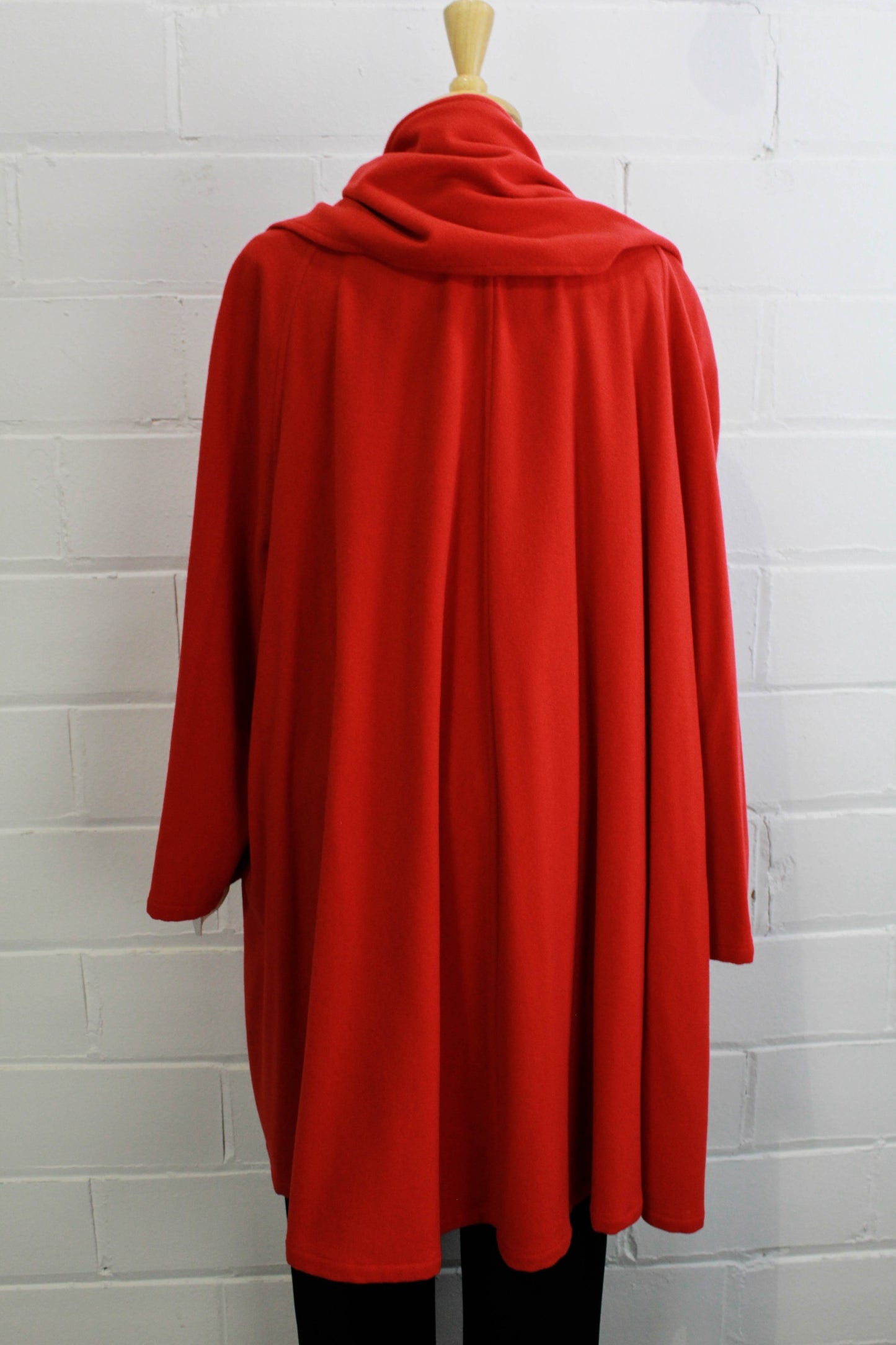 80s Karl Lagerfeld Cashmere Wool Wrap Coat, Bright Red, Vintage Designer Fashion