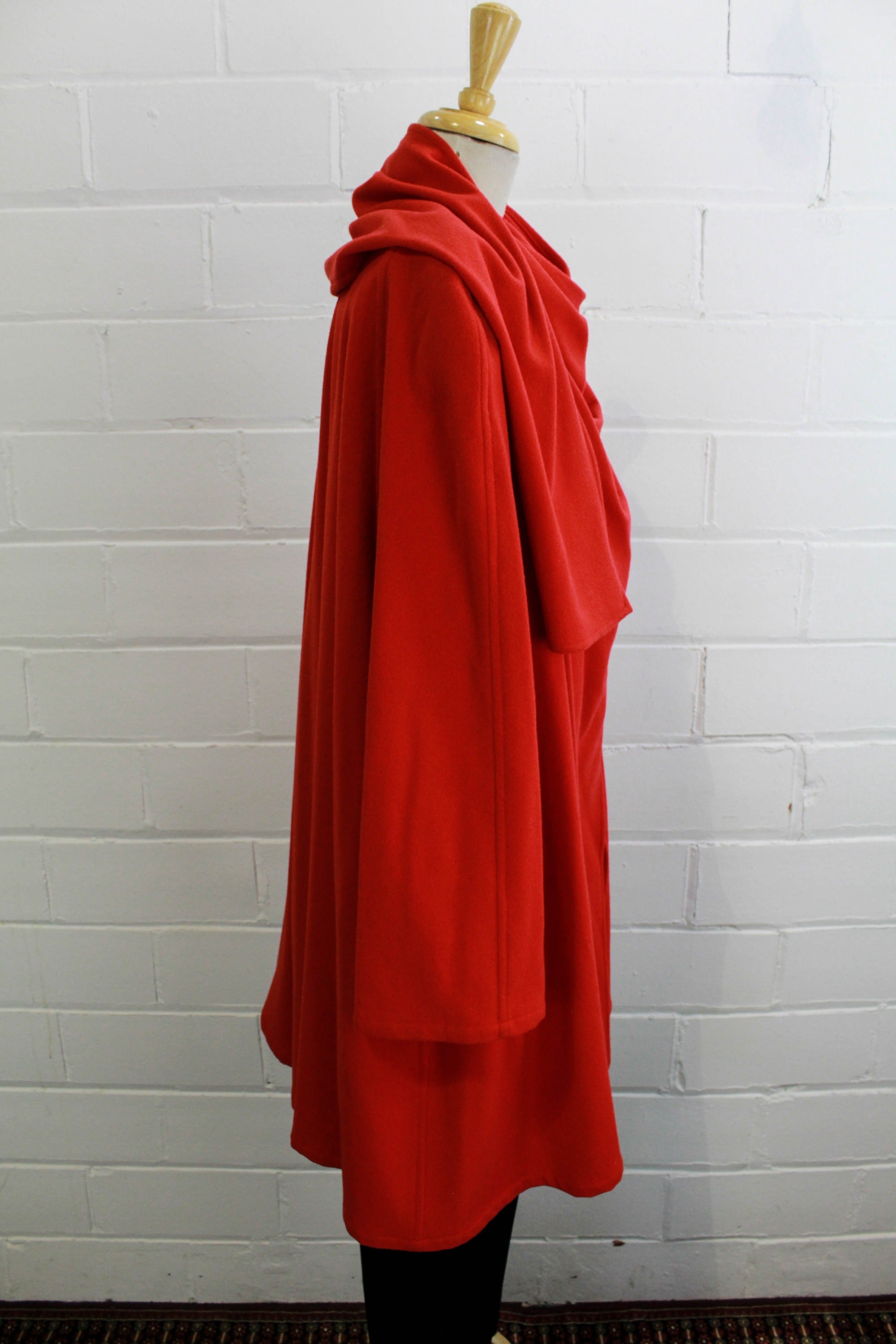 Vintage 1980s Red Karl Lagerfeld Cashmere Wool Coat, Large