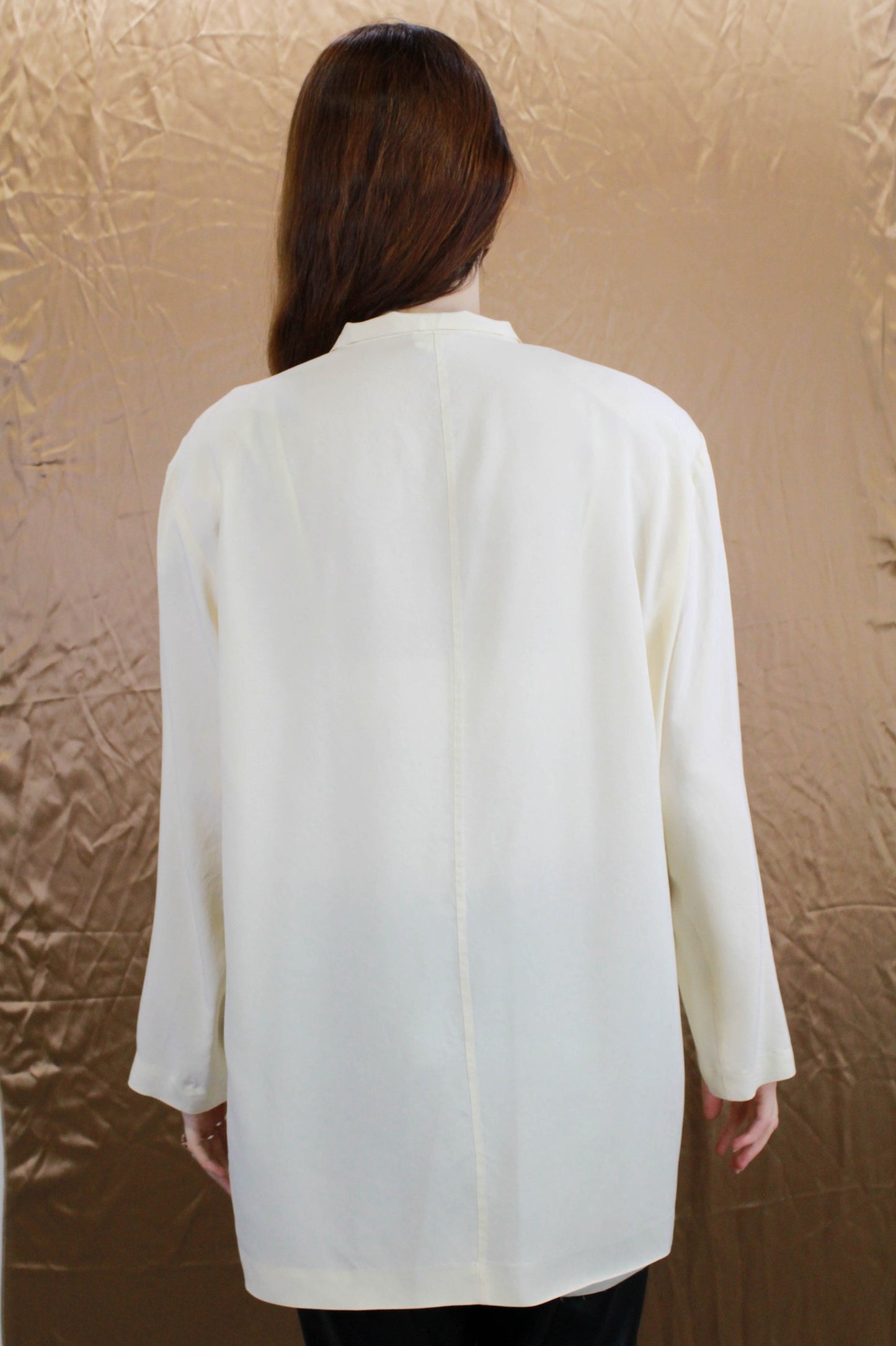 capsule wardrobe vintage cream silk shirt jacket  by Krizia