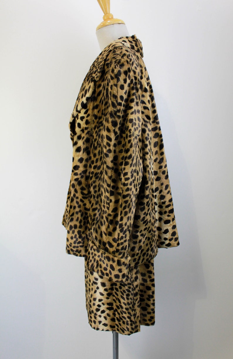 Vintage 1980s Leopard Print Skirt Suit by Mondi, Medium