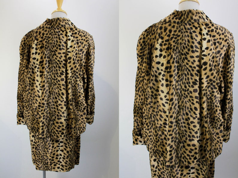 Vintage 1980s Leopard Print Skirt Suit by Mondi, Medium