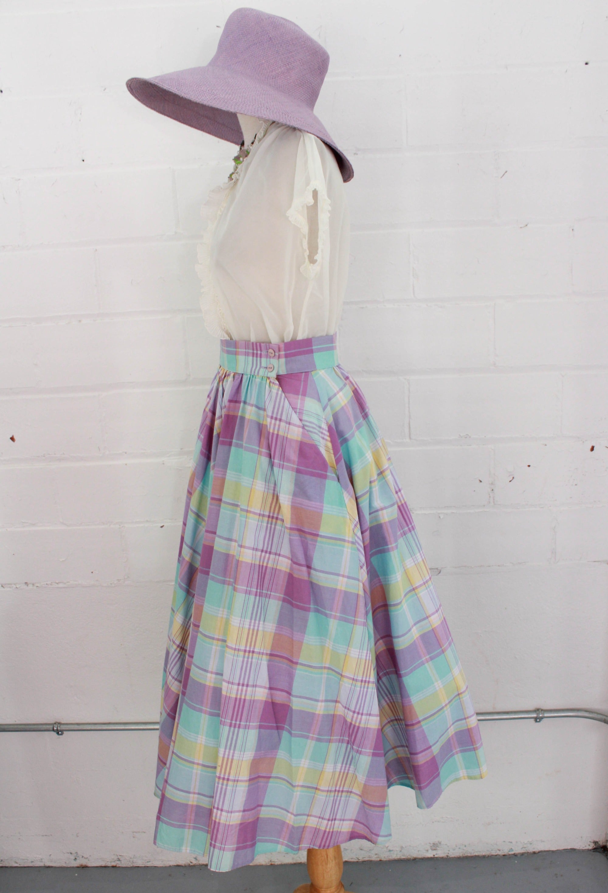 Pink plaid shop skirt 50s