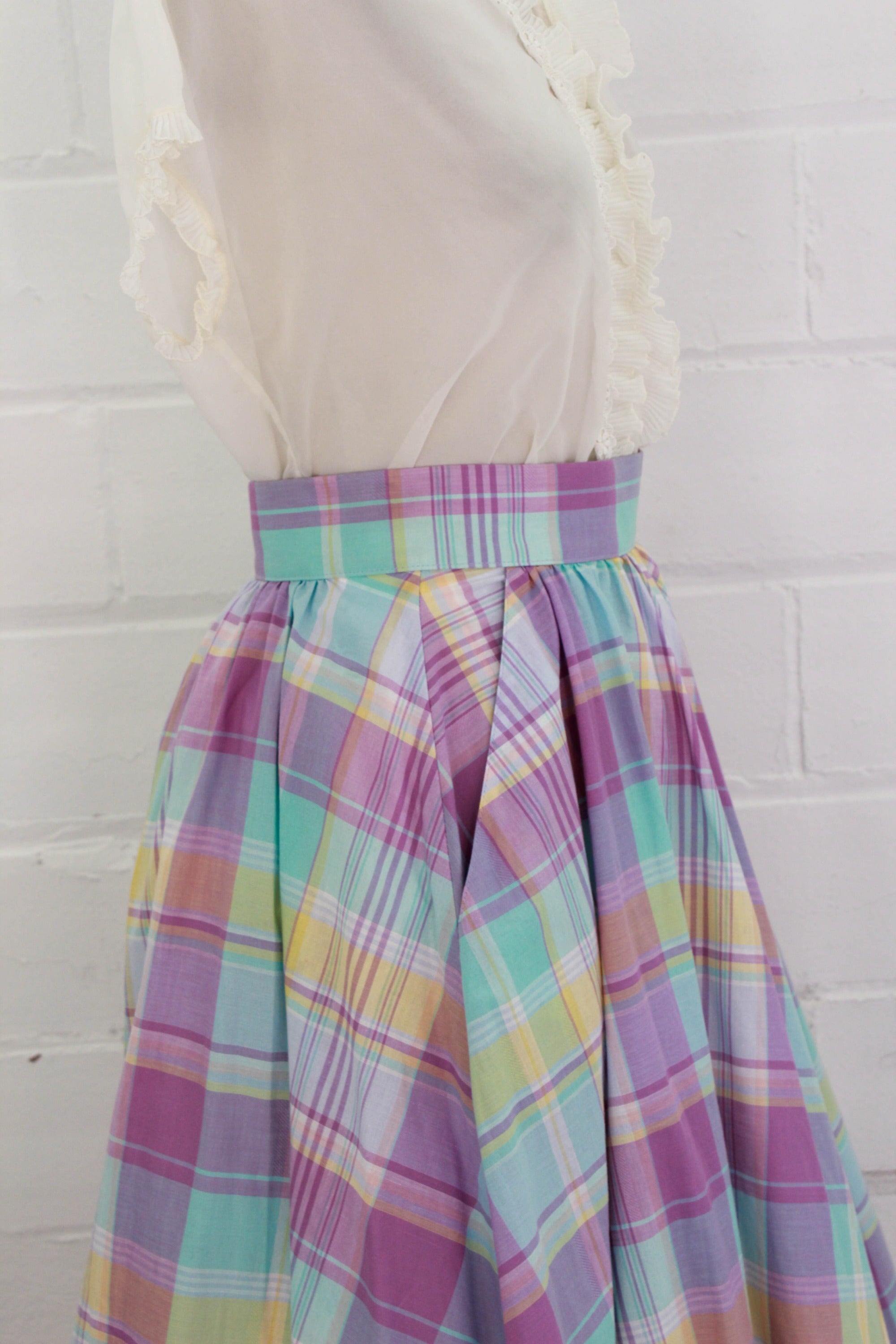 Green plaid 2024 skirt 50s