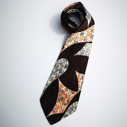 1940s abstract print silk wide necktie by londonderry 