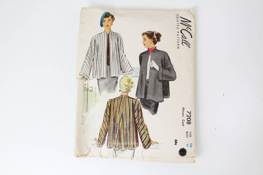 1940s womens jacket sewing pattern mccalls 7208