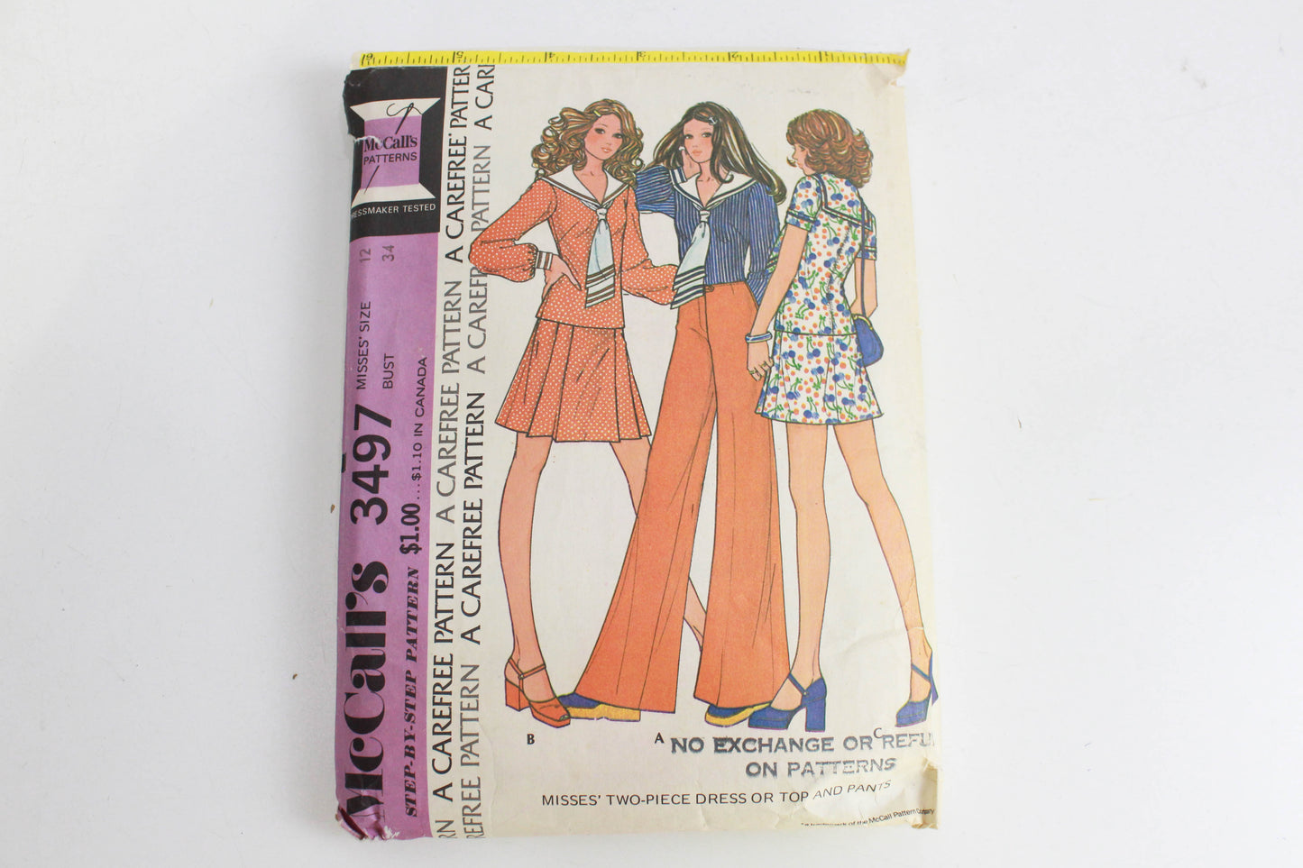 1970s Pants, Skirt Suit or Top Sewing Pattern McCall's 3497, Bust 34