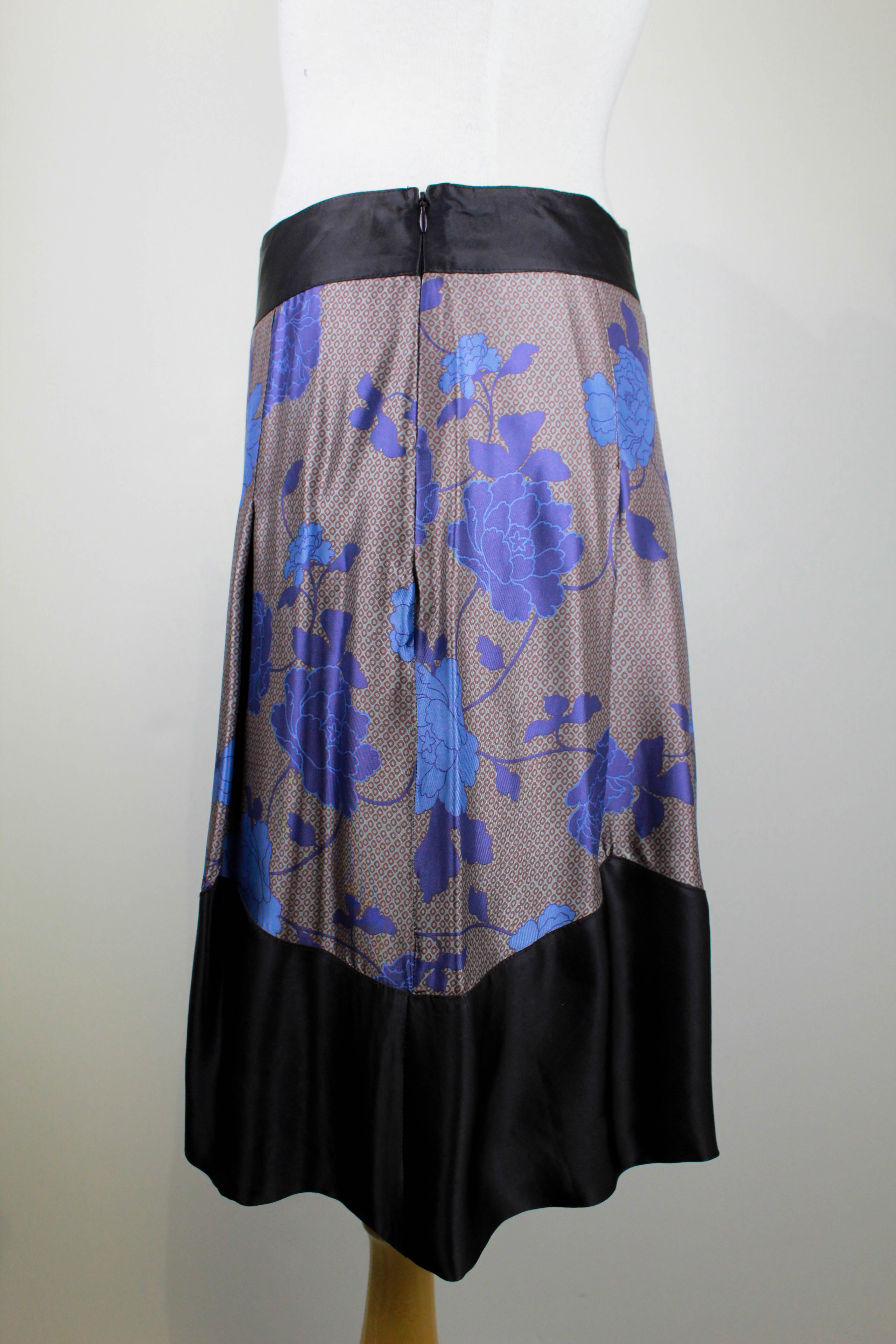 Vintage Alexander McQueen Silky Blue Rose Print Skirt – Ian