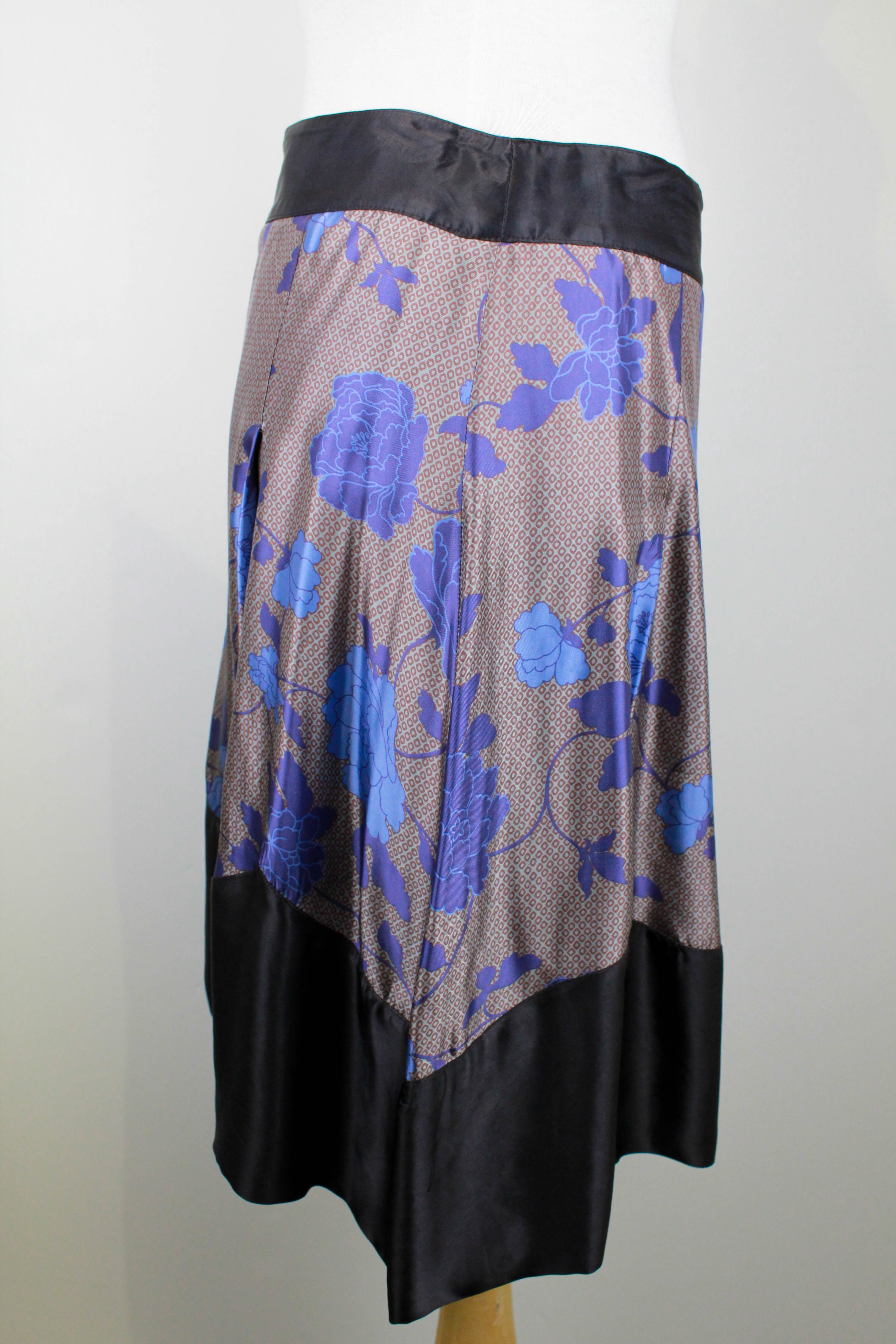 Vintage Alexander McQueen Silky Blue Rose Print Skirt – Ian