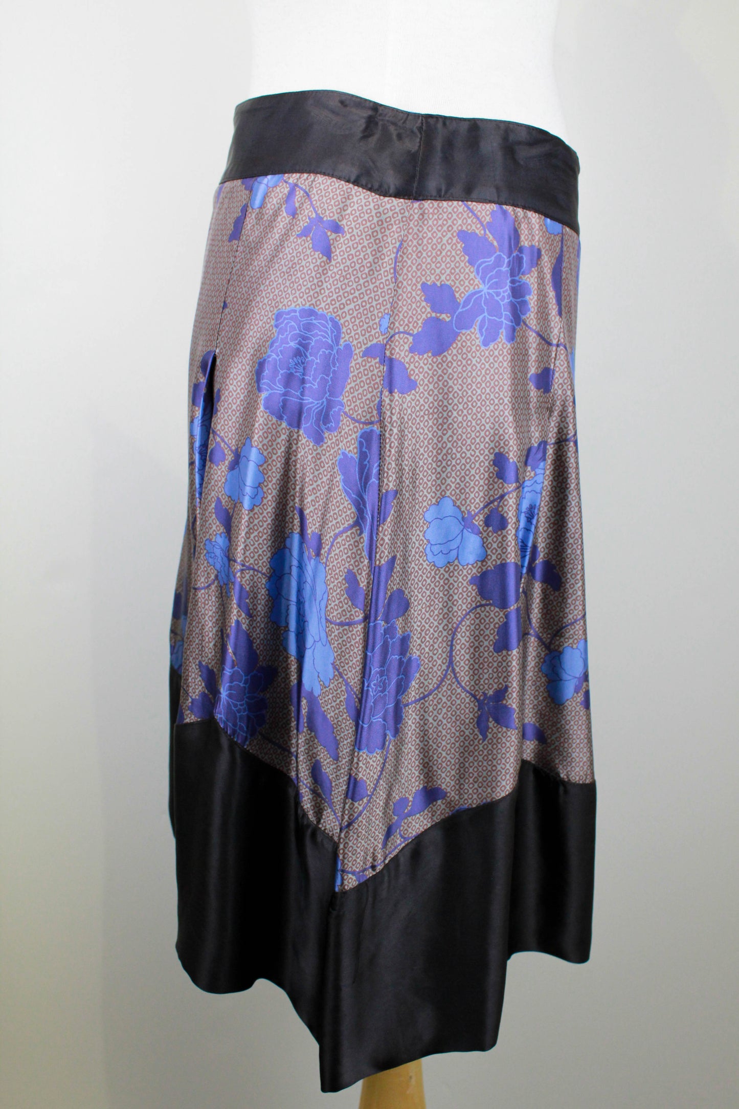 80s 90s Vintage Alexander McQueen Blue Rose Print Skirt
